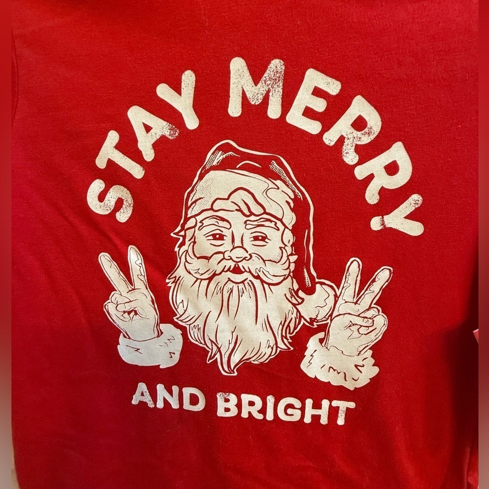 BRAND NEW Stay Merry and Bright Christmas Santa Long Sleeved Sz 4/5T Shirt